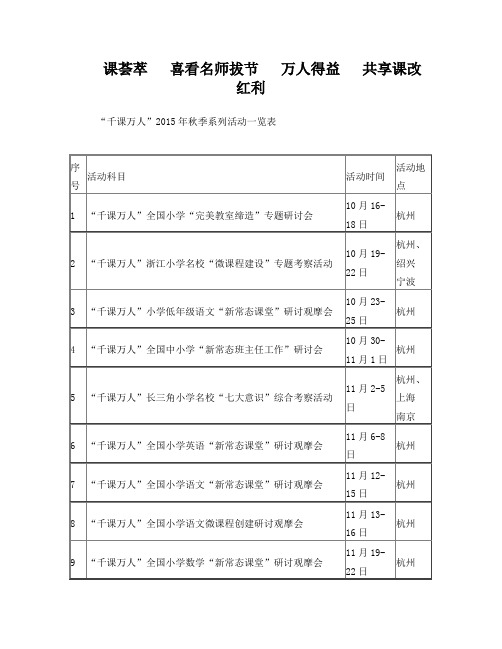 千课万人安排表