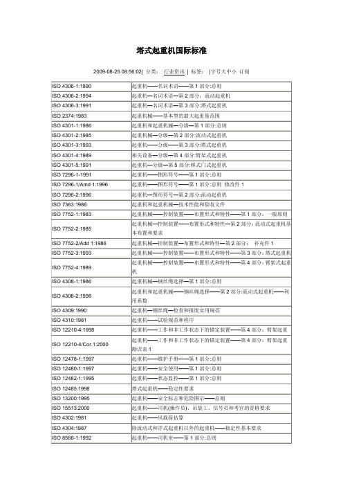 塔式起重机国际标准