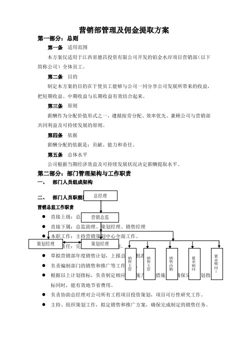 营销部管理及佣金提取方案