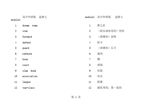 外研版选修七单词中英文