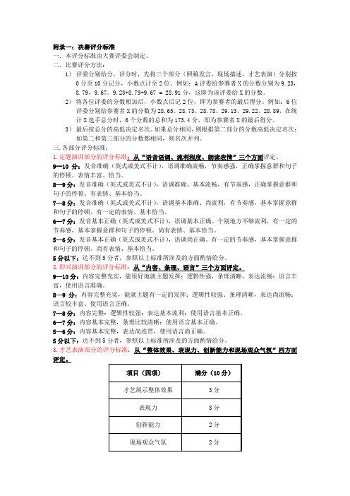 评委评分标准6份、评分表表一15份、评分表表二8份