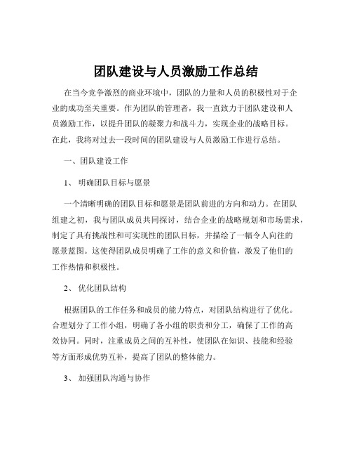 团队建设与人员激励工作总结