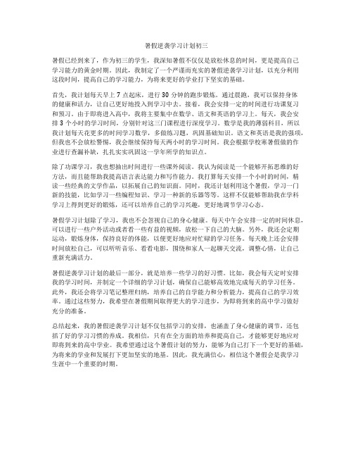 暑假逆袭学习计划初三