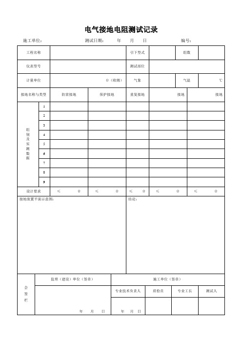 电气接地电阻测试记录