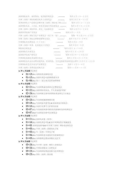 深圳每年展会情况