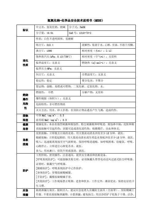 氢氧化钠msds