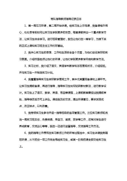 带队指导教师指导记录日志