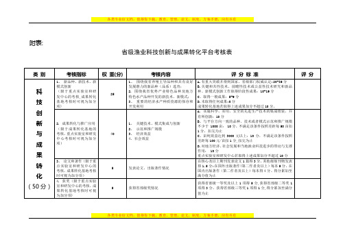 省级渔业科技创新与成果转化平台考核表【最新范本模板】