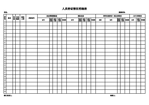 人员持证情况明细表(模板)