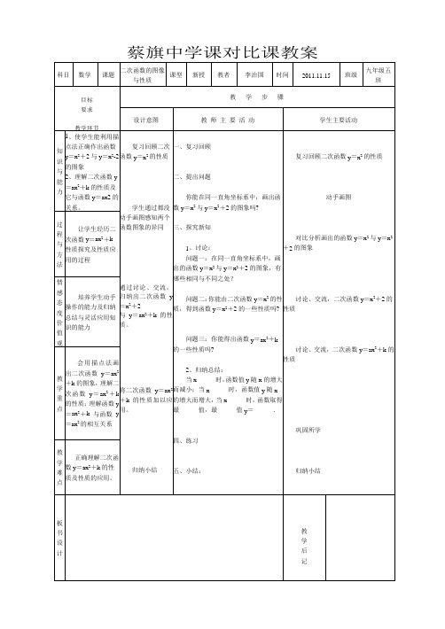 二次函数的图像与性质公开课教案