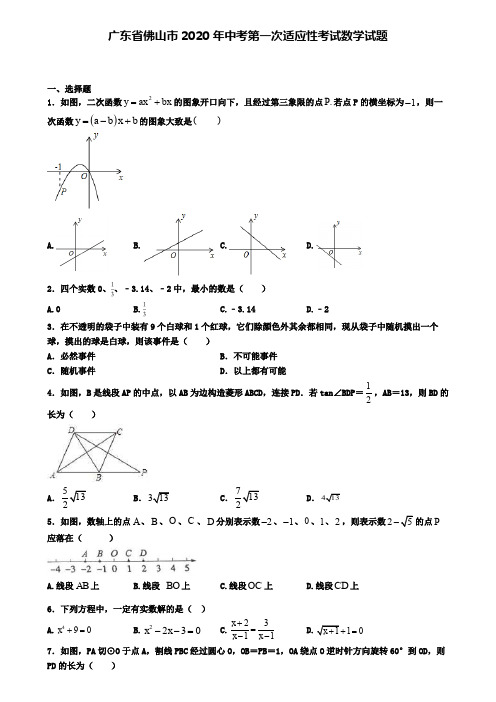 广东省佛山市2020年中考第一次适应性考试数学试题