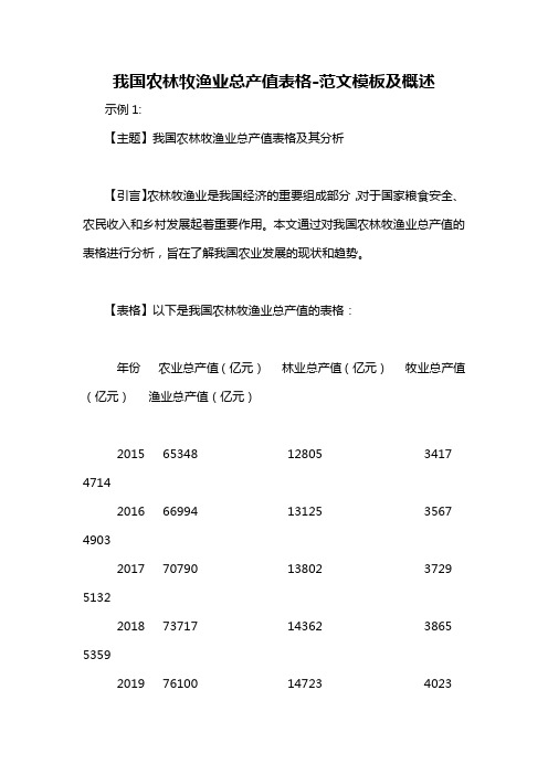 我国农林牧渔业总产值表格-概述说明以及解释