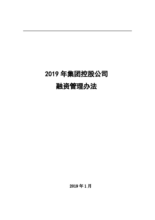 【精品推荐】2019年集团公司融资管理办法
