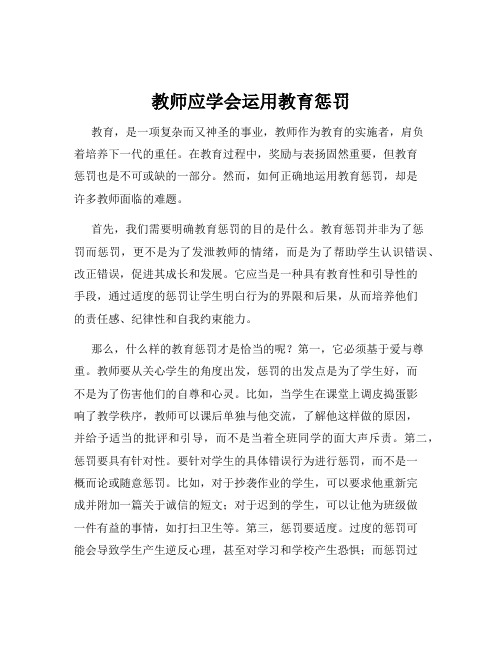 教师应学会运用教育惩罚