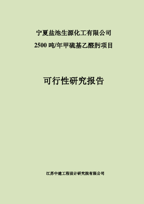 年产2500吨甲硫基乙醛肟项目可行性研究报告书