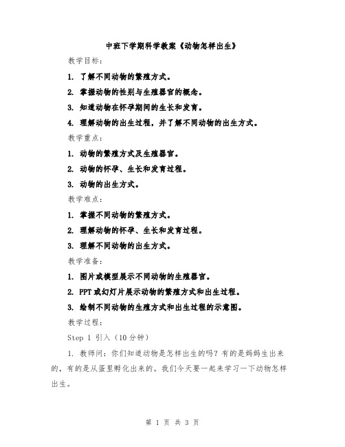 中班下学期科学教案《动物怎样出生》