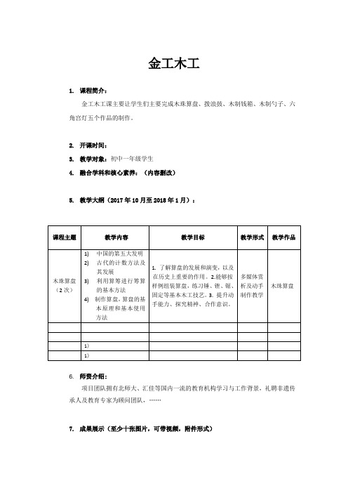 金工木工 精品课模板