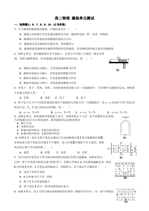 人教版高中物理选修3-1高二 磁场单元测试