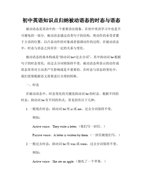 初中英语知识点归纳被动语态的时态与语态