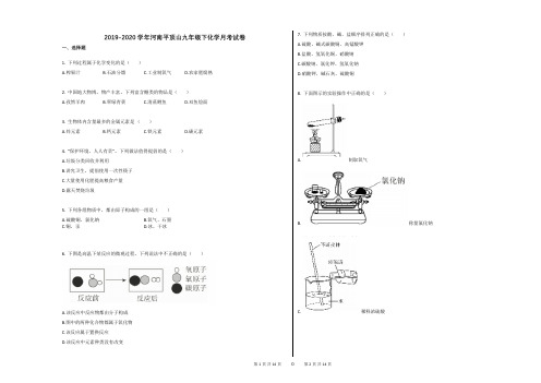 2019-2020学年河南平顶山九年级下化学月考试卷