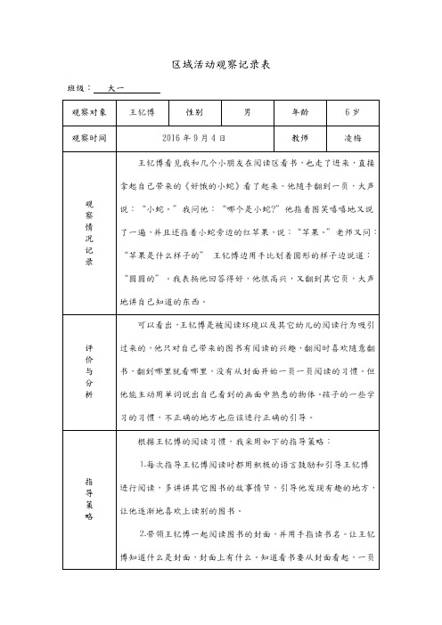 区域活动观察记录文本表