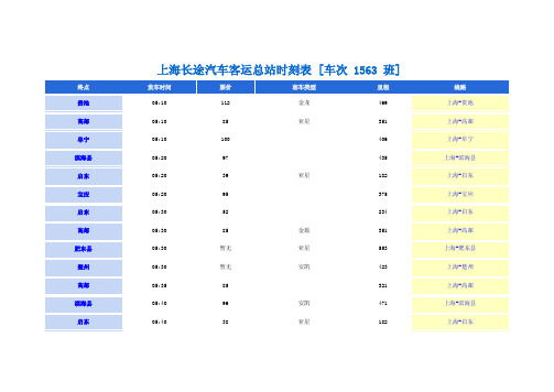 上海长途汽车客运总站时刻表