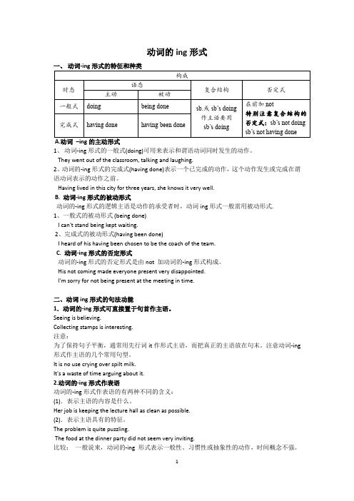 高中 英语 语法 动词的ing形式