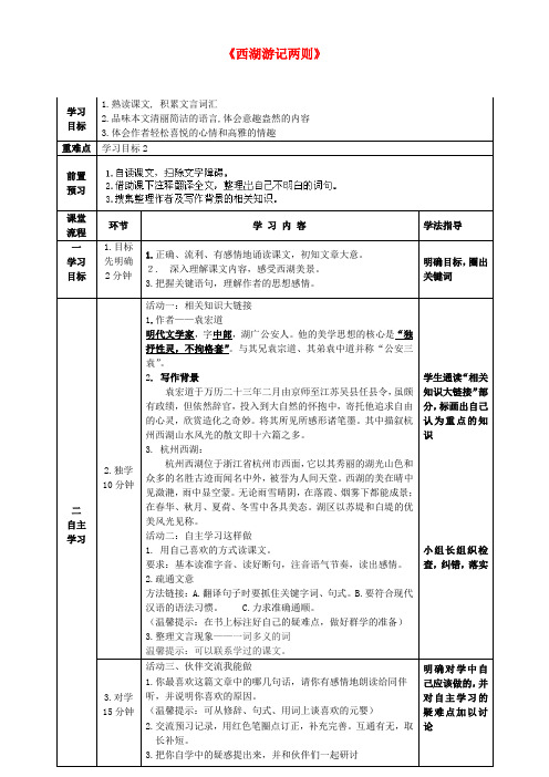 山东省淄博市临淄区第八中学九年级语文上册 第五单元 22 西湖游记两则导学案(无答案) 鲁教版五四制