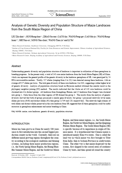 Analysis of Genetic Diversity and Population Structure