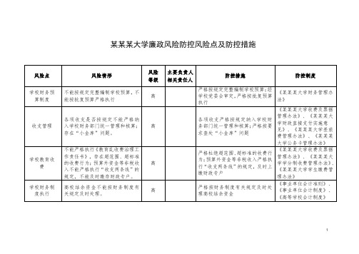 某某大学廉政风险防控风险点及防控措施