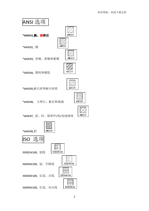 CAD自带填充图案、中英文名和图例称对照表