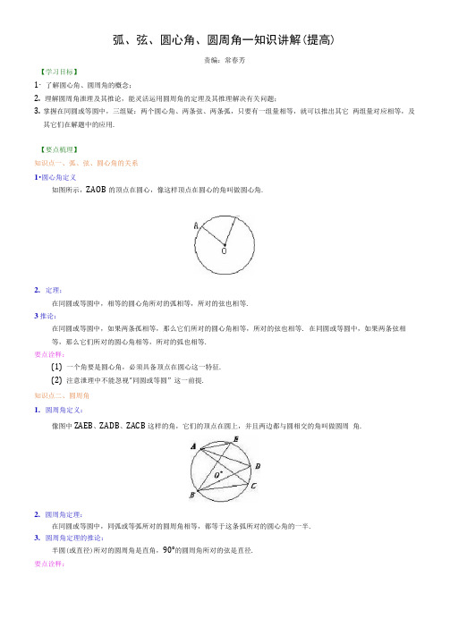 弧、弦、圆心角、圆周角—知识讲解