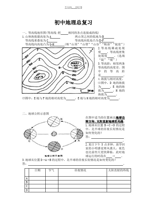 初中地理填图总复习