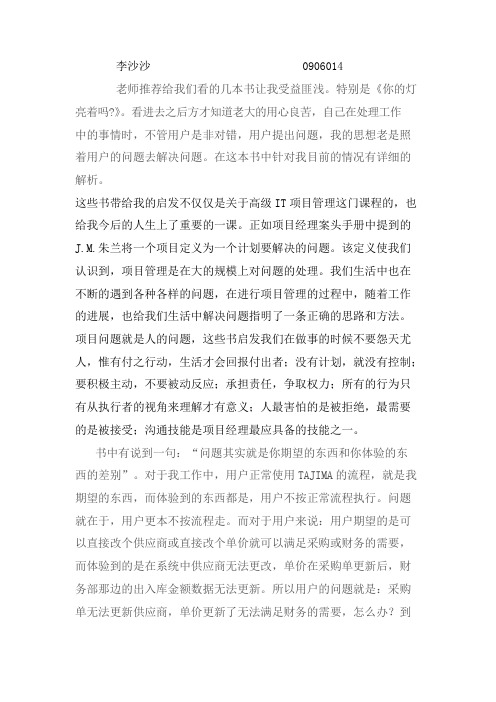 IT项目管理读后感