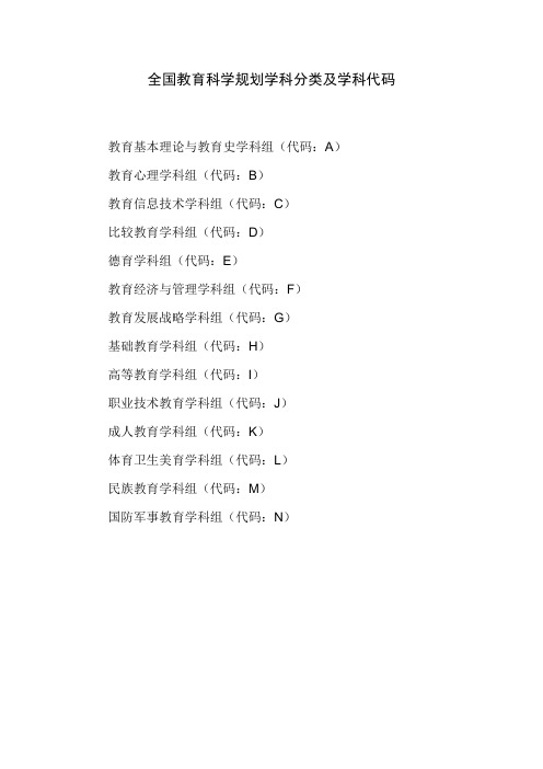全国教育科学规划学科分类及学科代码