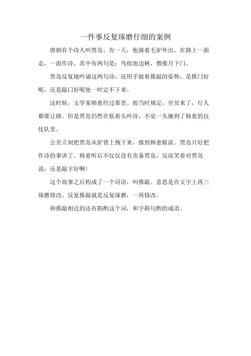 一件事反复琢磨仔细的案例