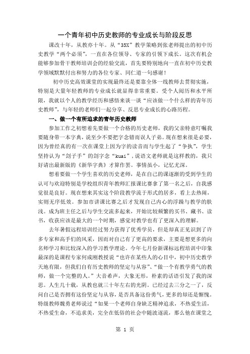 一个青年初中历史教师的专业成长与阶段反思word资料7页