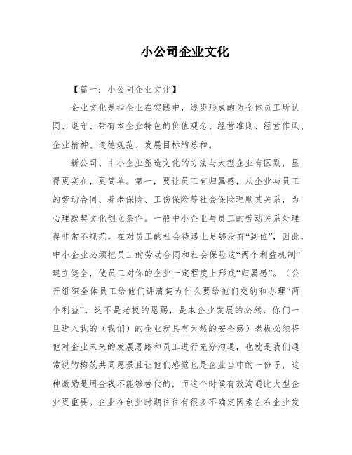 小公司企业文化