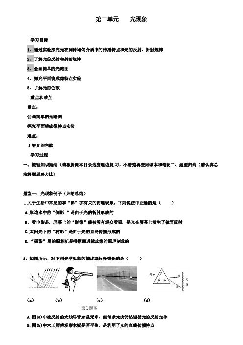 云南省重点名校中考物理第二单元光现象复习讲义