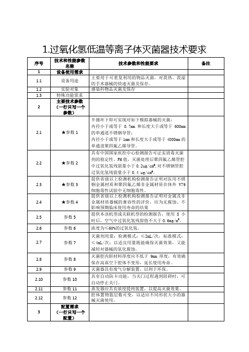 过氧化氢低温等离子体灭菌器技术要求