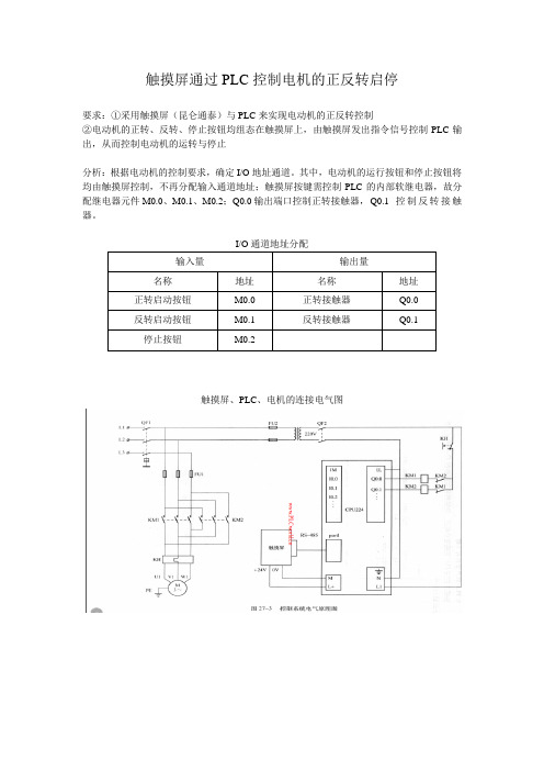 触摸屏通过PLC控制电机的正反转启停