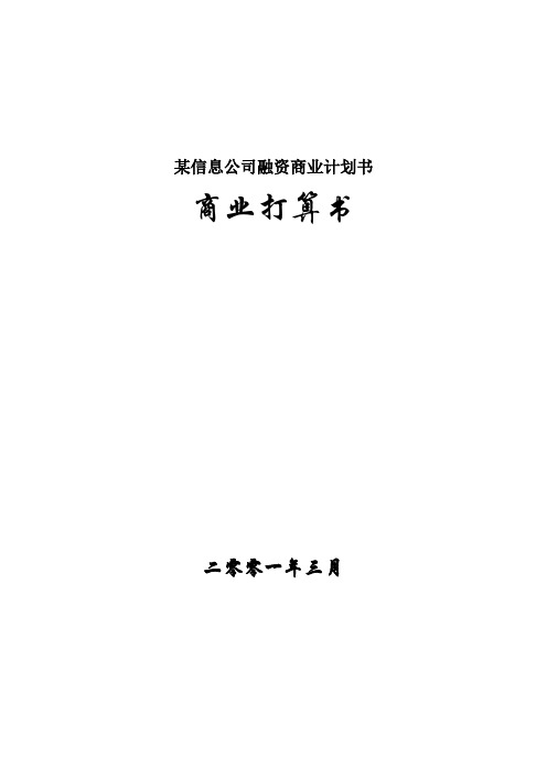 某信息公司融资商业计划书