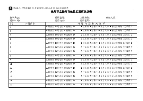 教师课堂提问有效性的观察记录表.