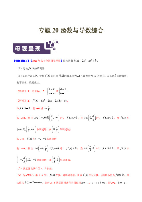 专题20 函数与导数综合-2019年高考理数母题题源系列(全国Ⅲ专版)(解析版)