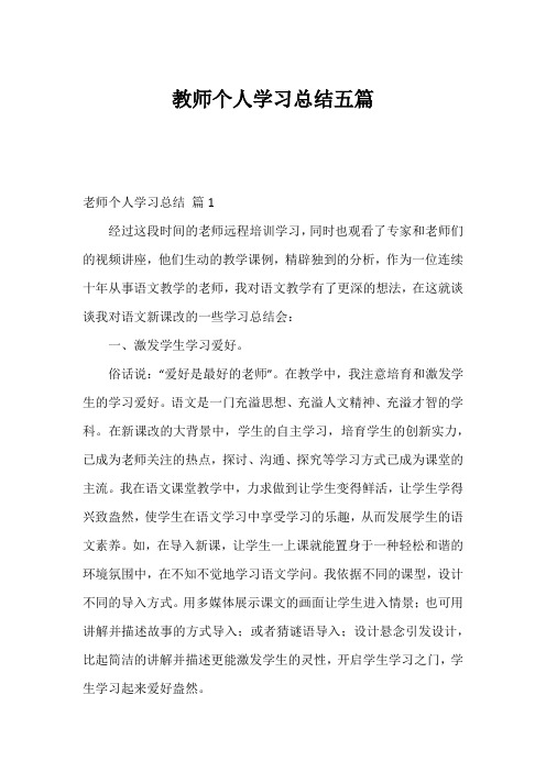 教师个人学习总结五篇