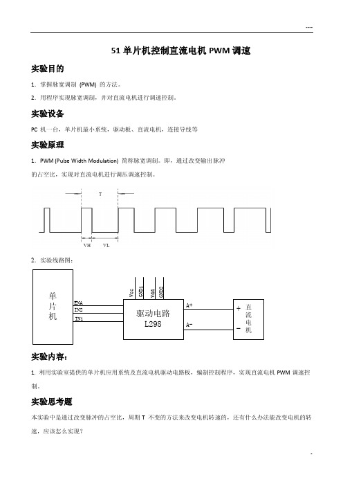 51单片机控制直流电机PWM调速