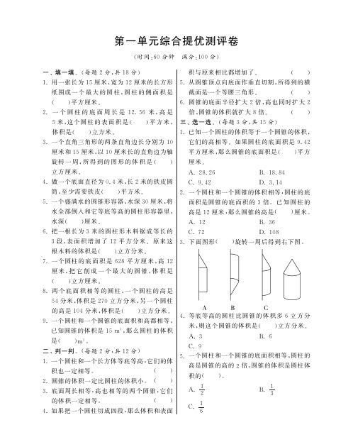 第一单元综合提优测评卷·数学北师大版六下-特训班(含答案)