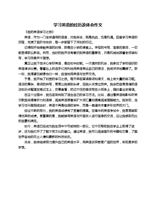 学习英语的经历及体会作文