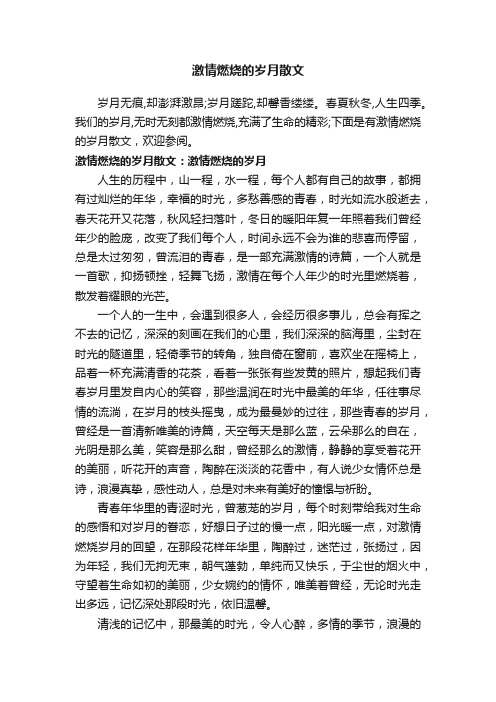 激情燃烧的岁月散文