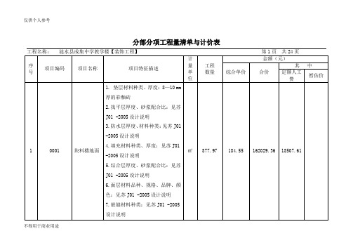 分部分项工程计价表装饰工程       6